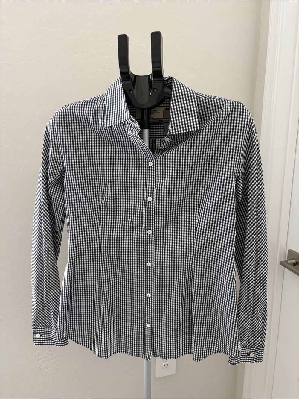 Max Mara Weekend Blue White Gingham Button Front Cotton Shirt Size 10